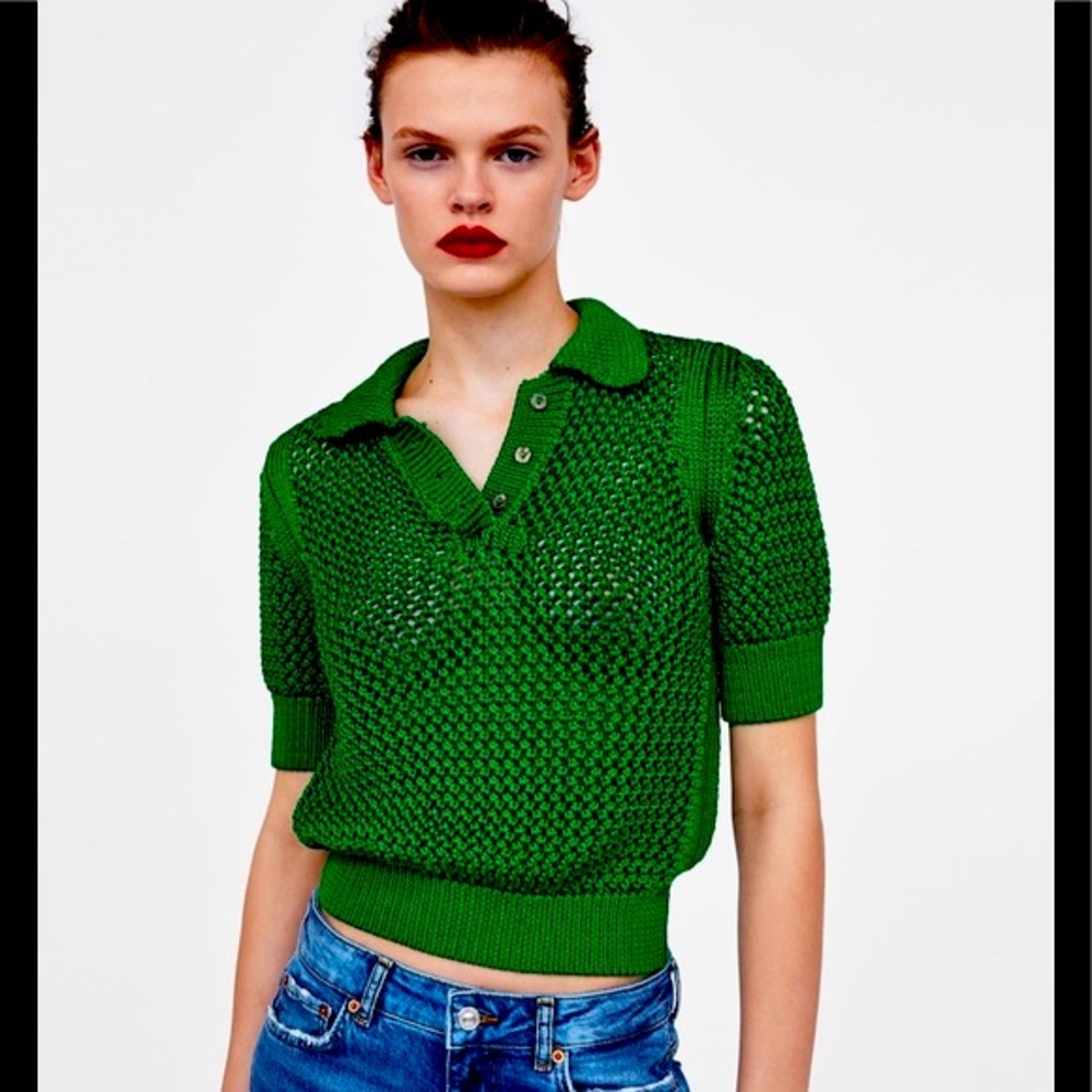 Zara Heavy Knit Polo Top